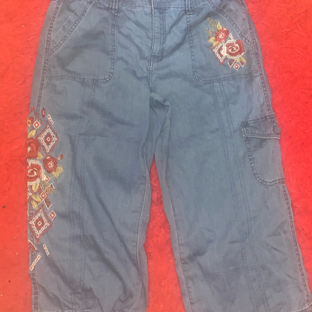 St. John’s Bay Embroidered Blue Cargo Pants